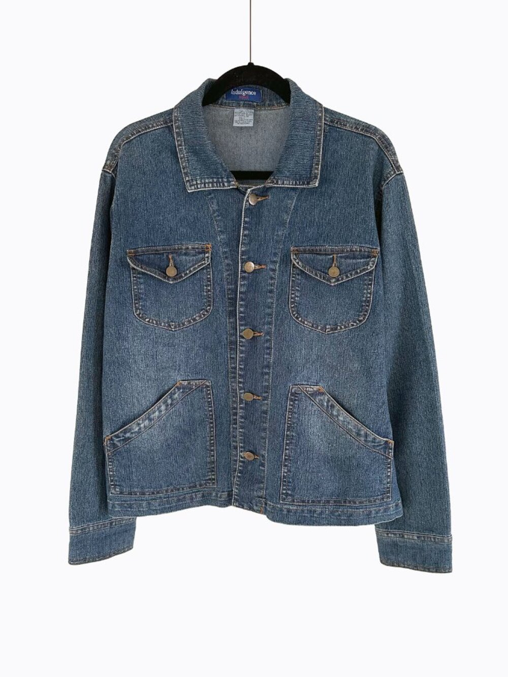 Vtg Indulgence Denim Chore Jacket L Women Oversized Boyfriend Unisex Y2K Shacket